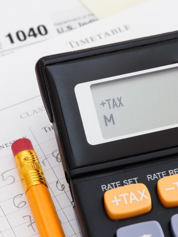 Filling out the individual income tax form. Income tax return. Calculate the income amount money